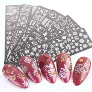 Klistermärken dekaler 6st nagelkonst stämplingsplattor set blommor jul snöflingor djur nagelstämpel mall polsk utskrift manikyr trsum01-06-1 230726