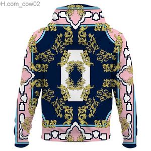 Men's Hoodies Sweatshirts Trend luxurious print 3D zipper Hoodie Men's rock and roll hip-hop style fashion pattern clothing Spring and summer sweaters Unisex Z230726