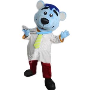 Novo adulto super fofo doutor urso mascote fantasia tema dos desenhos animados vestido extravagante roupas de performance de carnaval festa roupa ao ar livre
