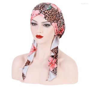 Eşarp Ramazan Modal Hicab Kanseri Kemoya Leopar Çiçek Şapkası Türban Kapağı Kapak Saç dökülmesi Başlık Eşarp Sarısı Ön Bağlı Meşe Strech Bandanas