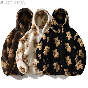 Erkek Hoodies Sweatshirts Kadın Zip Kazak Oyuncak Ayı Ceket Sevimli Karikatür Ayı Yün Hoodie Kadın Kış Hoodie Sıcak Hoodie Çift Elbise Z230802