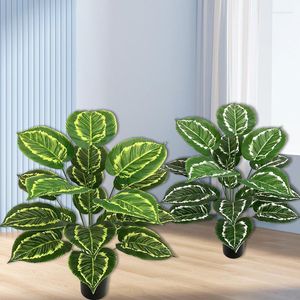 装飾的な花18葉人工バニラプラスチック偽の緑の植物ツリーパーティーウェディングデコレーションホームガーデンの装飾