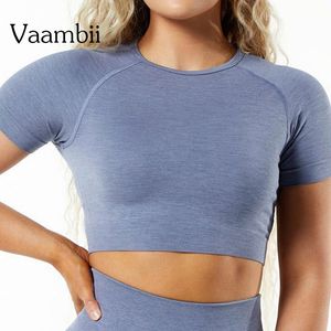Skjortor Kvinnors sömlösa yogakjortor Kort ärm T -shirt för fiess Crop Top Slim Fit Running Tshirts Workout Yoga Wear Sportwear