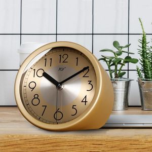 Bordklockor Metal Luxury Clock Home Decoration Golden Desk Retro Mute Desktop Nordic Living Room Bedside Watch Gift