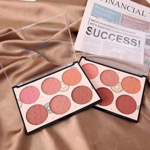 Blush 6 färger Set Plate Peach Pallete Mineral Pigment Cheek Blusher Powder Makeup Professional Contour Shadow Pink 230725