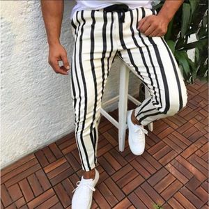 Męskie spodnie dla męskich streetwearu sporty w paski kulturystyczne kieszeń elastyczne joggery ubrania