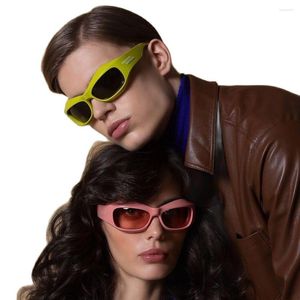 Óculos de sol Y2K Punk Hip-hop Meninas Masculino e Feminino Óculos com armação Surround Designer de lentes multicoloridas