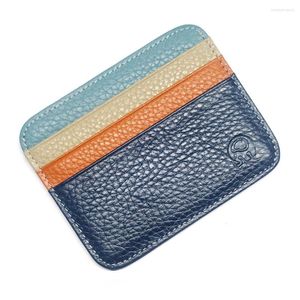 Card Holders Retro First Layer Genuine Leather Bag With 7 Slot Super Thin Real Bank Holder Coin Purse Sort Wallet