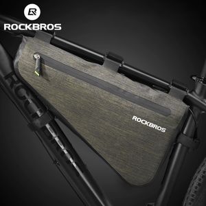 Panniers Bags ROCKBROS Bike Bicycle Bag Rainproof Large Capacity MTB Road Frame Bag Triangle Pouch Waterproof Caulking Bag Pannier Accessories 230725