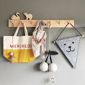 Bathroom Shelves Nordic Style Solid Wood Hook Door Hanger Wall Hanging Rack Decorative Coat Key Simple Back 230725