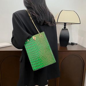 Bolsas de ombro femininas de fábrica por atacado 7 cores bolsas de fivela de ouro personalizadas de rua clássica bolsa de corrente de crocodilo bolsa de couro em relevo vertical