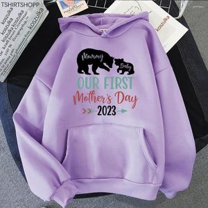 Moletons Femininos 2023 Dia das Mães Feminino Harajuku Moletons Unissex Kawaii Vintage Retro Sudaderas Mamãe Urso Amante Presente Para Ela Moletom Com Capuz