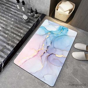 Carpets Modern Grey Marble Printed Doormat Bedroom Living Room Floor Carpet Bathroom Anti-Slip Long Rug Marbling Home Entrance 40x60cm R230726