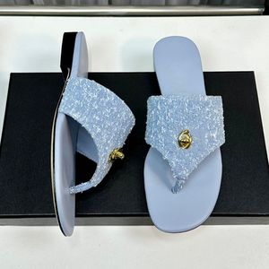 Luxurys Damen-Hausschuhe, niedrige Absätze, Tanga-Sandalen, Designer-Jeans-Tweed-Slides, Damen-Flip-Flops, Mädchen-Pantoletten, Outdoor-Strandschuh, klassischer Freizeitschuh mit Staubbeuteln