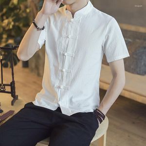 Camisas Casuais Masculinas Tradicionais Chinesas Tang Suit Masculino Verão Manga Curta Uniforme Roupas Tamanho Grande Chemise