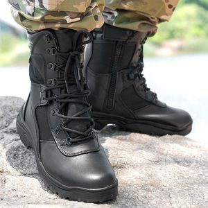 Botlar Erkekler İçin Askeri Siyah Kahverengi Savaş Ayakkabı Erkek Moda Zip Ordusu Açık Taktik Adam