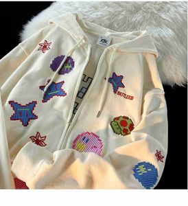 女性のパーカースウェットシャツalanosかわいいプリントy2kフーディーハラジュクアニメルースエクスサイズのセーター長袖のユースフーダージッパーコート2022 z230726