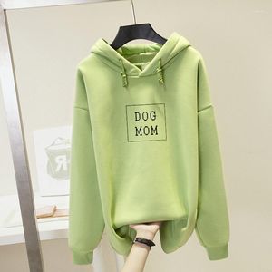 Moletons femininos com estampa de letras para cachorros moletom feminino inverno manga longa plus veludo superdimensionado pulôver feminino casual gota