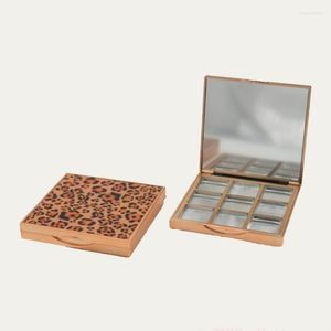 Garrafas de armazenamento vazias 9 cores grade quadrada estampa de leopardo paleta de sombras batom caixa de pó estojo embalagem cosmética recipiente de maquiagem