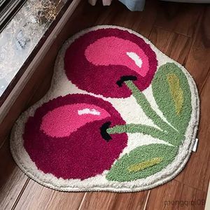 Carpets Cute Cherry Handmade Rug Door Mat Soft Fluffy Room Bedsize Rug Non-slip Washable Bathroom Floor Mats Doormat R230726