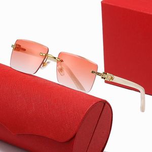 Óculos de sol de grife sem aro de diamante rosa fashion óculos de sol femininos carti proteção contra radiação Adumbral festa ao ar livre óculos de sol de praia retangular masculino