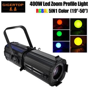Gigertop 400W RGBAL 5IN1 Kolor Manualny Zoom Profil LED Zoom Zoom Focus Dual szklany obiektyw DMX512 Kontrola 4 Krzywa ściemniowa Fan COO2483