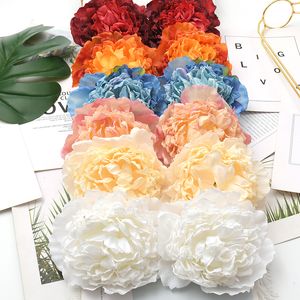 Kurutulmuş çiçekler 14cm10pcs büyük şakayık yapay beyaz gül ipek çiçek kafaları düğün dekorasyonu için diy çelenk scrapbooking zanaat sahte 230725