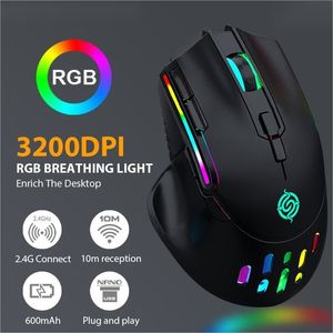 2.4g wireless mute rgb light mouse da gioco a nido d'ape 3200 dpi mouse per computer desktop ricaricabili ergonomici programmabili