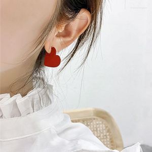 Stud Earrings 2023 Korean Trendy Acrylic Red Heart For Women Fashion Bijoux Femme Brincos