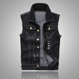 Mäns västar män denim väst rippade jean plus storlek 6xl denim västjacka rockar maistcoat män ärmlös jacka manlig tankmens jacka 230725