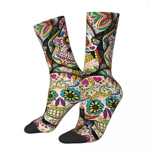 Men's Socks Vintage Sugar Skull Collage Day Of The Dead Unisex Street Style Seamless Printed Funny Crew Sock Gift