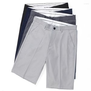 Herr shorts varumärke kläder sommar formella byxor män affärskontor knä längd avslappnad fast färg tunn vit grå kort hane 28-38