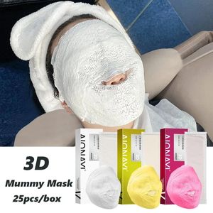 25pcs 3D Face Mummy Mask Skin Lifting Rassodante Dissolvenza Linee sottili Set di maschere idratanti per la riparazione della pelle del viso