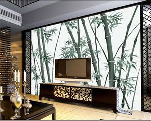 Fondos de pantalla CJSIR Papel tapiz personalizado Estilo chino Pintado a mano Fondo de bambú Pared Sala de estar Dormitorio TV 3d