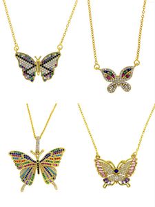 Pendant Necklaces 2023 Harajuku Butterfly Necklace For Women Rainbow CZ Gold Color Chain Choker Female Fashion Jewelry