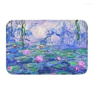 Carpets Claude Monet Water Lilies Doormat Anti-Slip Kitchen Bath Welcome Mat Bedroom Balcony Floor Door Entrance Carpet Rug Footpad