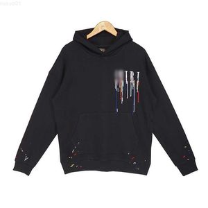 Sweats à capuche pour hommes Sweats à capuche Designer mens sweats à capuche lettre à effet de goutte de peinture noire pull à capuche sweats lâches à manches longues amoureux de pull à capuche L230726