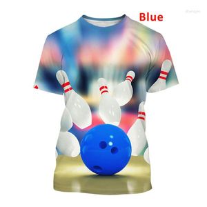 Herr t-skjortor mode sport bowling 3d tryck avslappnade män kvinnor t-shirt