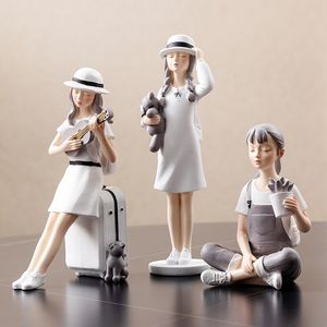 Decorative Objects Figurines Home Decor Beautiful Girl Sculpture Decoration Ornaments for Interior Kawaii Room Desk Accessories Year Gift 230725