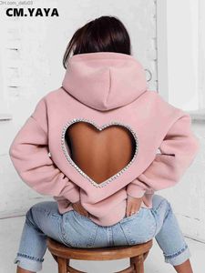 Damen Hoodies Sweatshirts CM. YAYA Fashion Damen Diamond Splice Sweet Love Cut Cardiff Langarm-Sweatshirt mit Kapuze, dick, superfein, Z230726