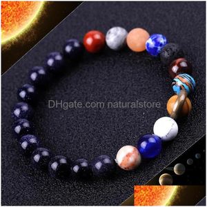 Beaded Universe Solar System Sun Satellite Bracelet Lava Rock Tiger Eye Turquoise Natural Stone Beads Bracelets For Women Men Fashion Dh6Uk