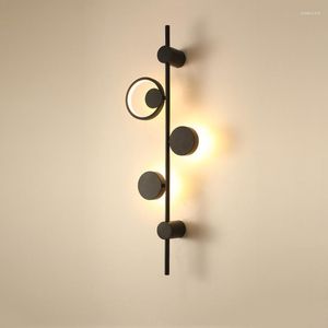 Lampa ścienna nordycka kreatywna nowoczesna salon sypialnia LED kinkiet złoty czarny żelazny dekoracje tła Luminaire Indoor Lighting