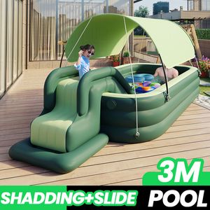 Sand Play Water Fun 3 M Summer Swimming Pool Inflatable Large Pools for Family with Slide Toys Game Outdoor Games Baby 230726