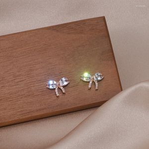 Stud Earrings Trendy Korean Sweet Crystal Bowknot For Women High Quality Cubic Zirconia Brincos Elegant Jewelry Gifts
