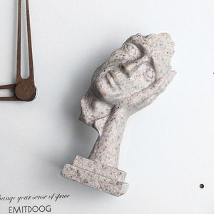 Decorative Objects Figurines Resin Sand and Stone Silent Thinker Micrographics for Indoor Desktop Decoration Object Sculpture 230726