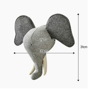 Dekorativa föremål Figurer 3D Animal Wall Hanging Decorative Felt Heads Mount Decoration Stuffed Elephant Horse Toys Boys For Kids Room Home Decor 230725