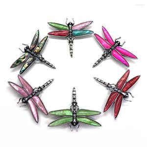 Hänghalsband Vintage Classic Abalone Shell Dragonfly Brosch Glamour smycken Damer Herrmode Insekt Metall Badge