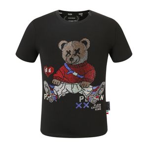 Plein Bear TシャツメンズデザイナーTシャツブランド衣料ラインストーンPP頭蓋