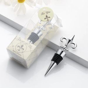 Fleur-de-lis Wine Stopper Bomboniere Tappi per bottiglie di vino cromati in confezione regalo perfetti per ogni occasione di festa SN217 LL