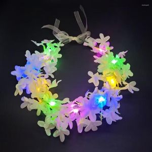 Dekorativa blommor Led Light Up Flower Wreath Glow Garland Hårband Hawaiian pannband Kron födelsedag bröllop Sommarparti